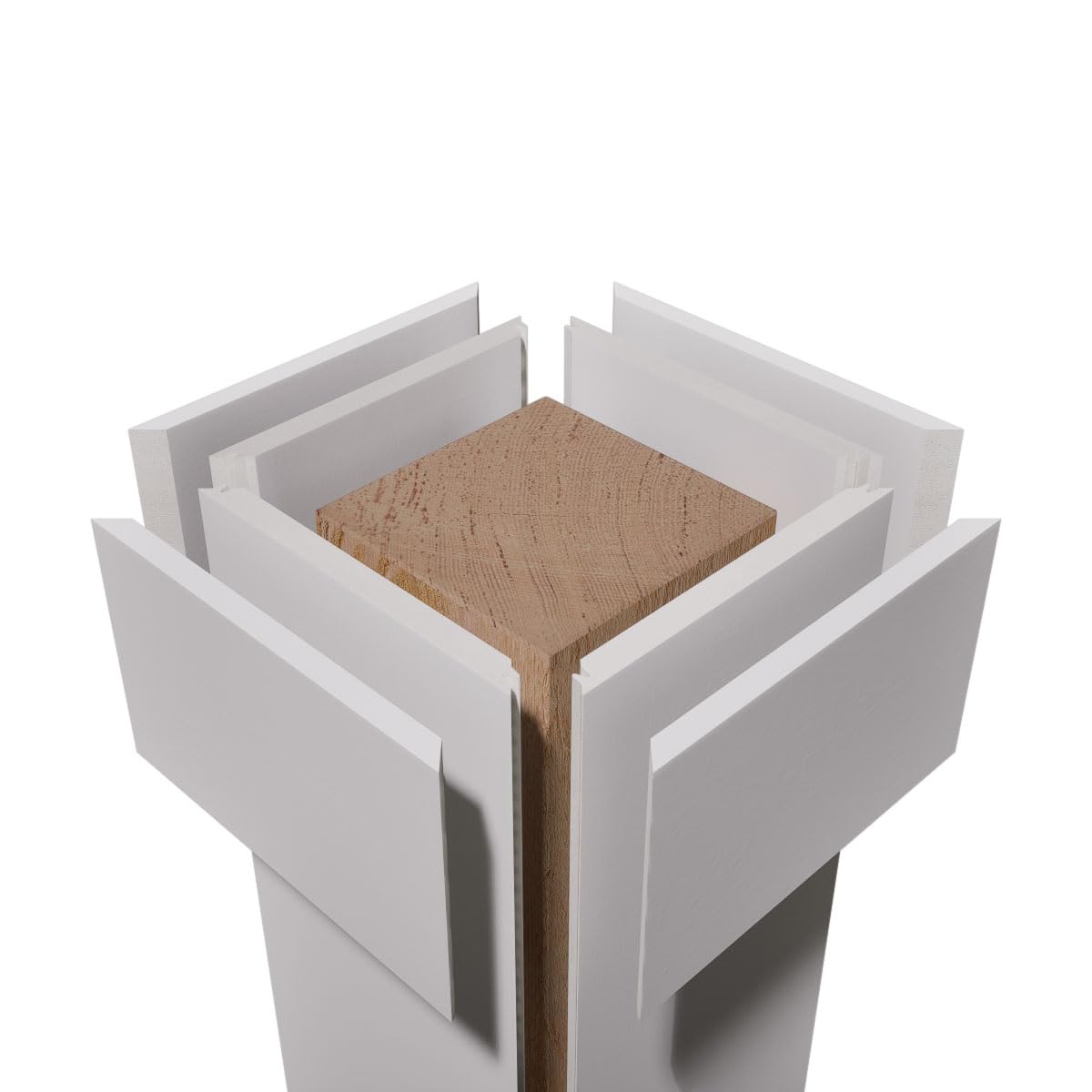 Ekena Millwork 10"W x 9'H Premium Square Non-Tapered Smooth PVC Endura-Craft Column Wrap Kit, Standard Capital & Base