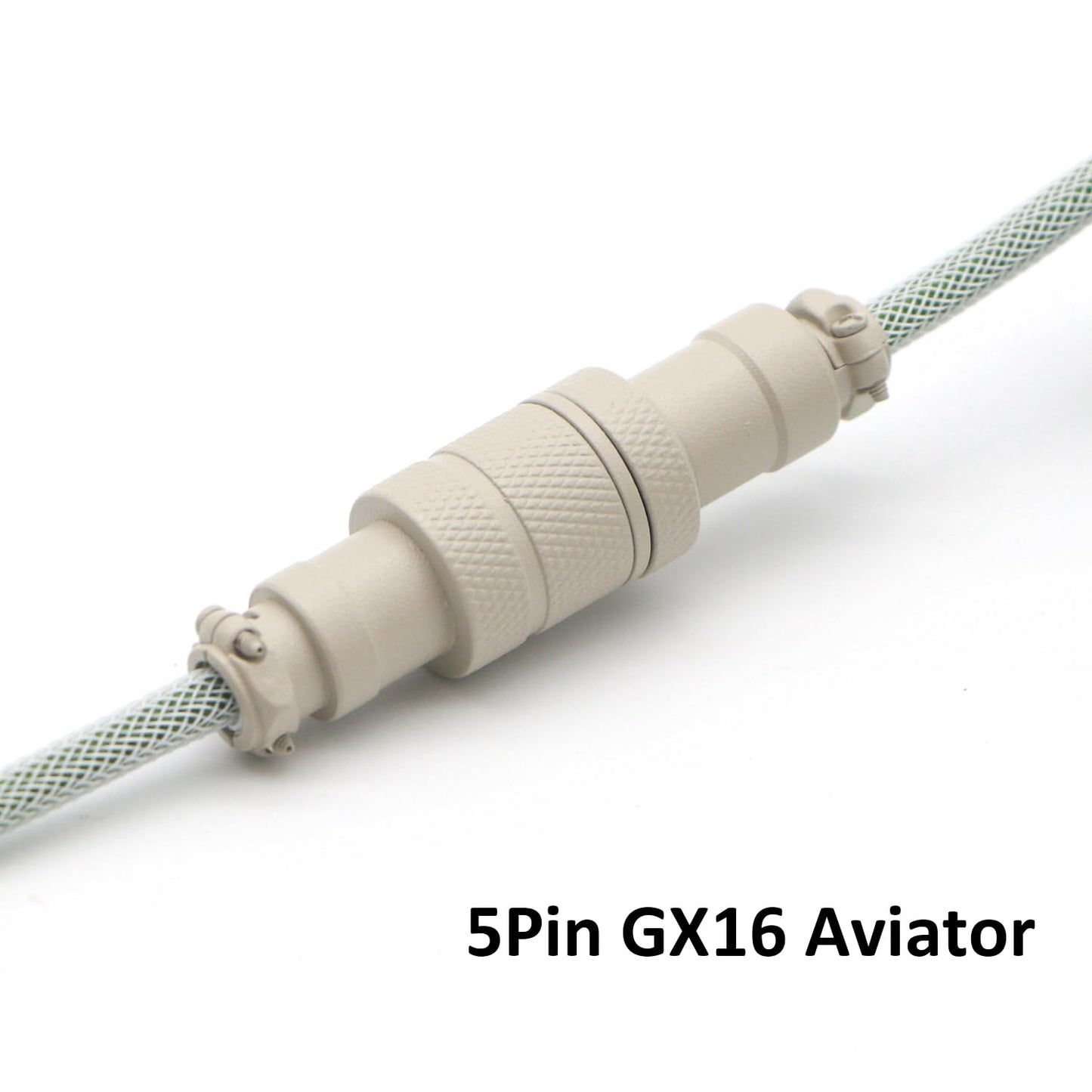KCSJXF 5Pin GX16 1.2m Pro Coiled Keyboard Cable, Double-Sleeved Mechanical Keyboard Cable with Aviator, USB A to USB