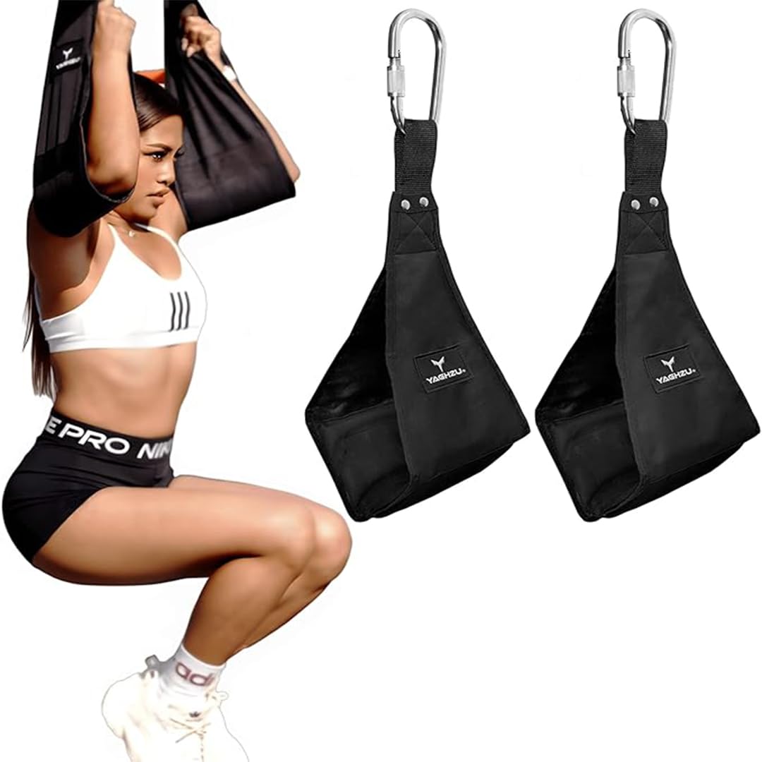 YAGHZU Hanging Ab Straps for Pull Up Bar - Premium Ab Straps for Core Strength and Ab Workout, Adjustable Rip Resistant Hanging Leg Raise Strap, Heavy Duty Ab Sling Strap, Arm Padded Pull UP Straps
