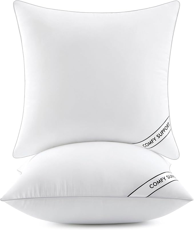 MIULEE 26x26 Inch Euro Pillows Inserts, Pack of 2 Down Alternative Virgin Filling Comfy Support Throw Pillows for Sofa Couch Bed