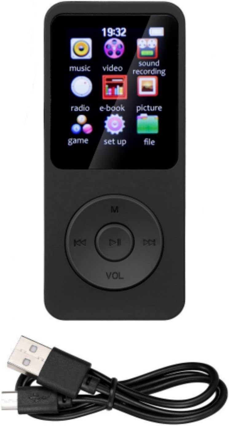 CHICHIYANG 5V/1A 5.0 MP3 1.8" 128GB Bluetooth Player Display Screen with FM Radio E-Book Game Console Functions Support