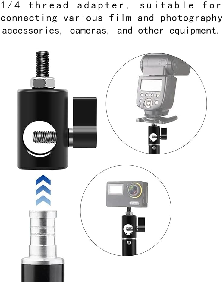 TEHAOUU 1/4 16mm Stainless Steel Light Stand Adapter, Photography Studio Live Broadcast Tripod Converter, Compatible