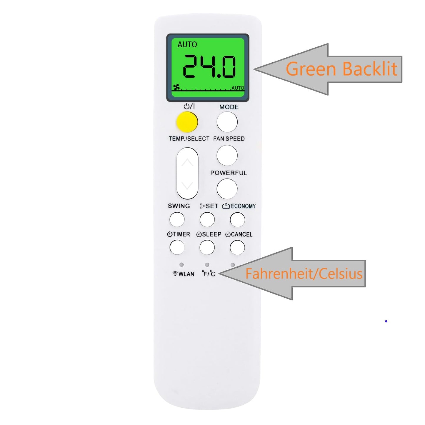 Replacement Remote Control for Fujitsu AC Air Conditioner AR-RPB1U 9334141007 K9334141007 ASUH07LPAS ASUH09LPAS ASUH12LPAS ASUH15LPAS (with Green Backlit)