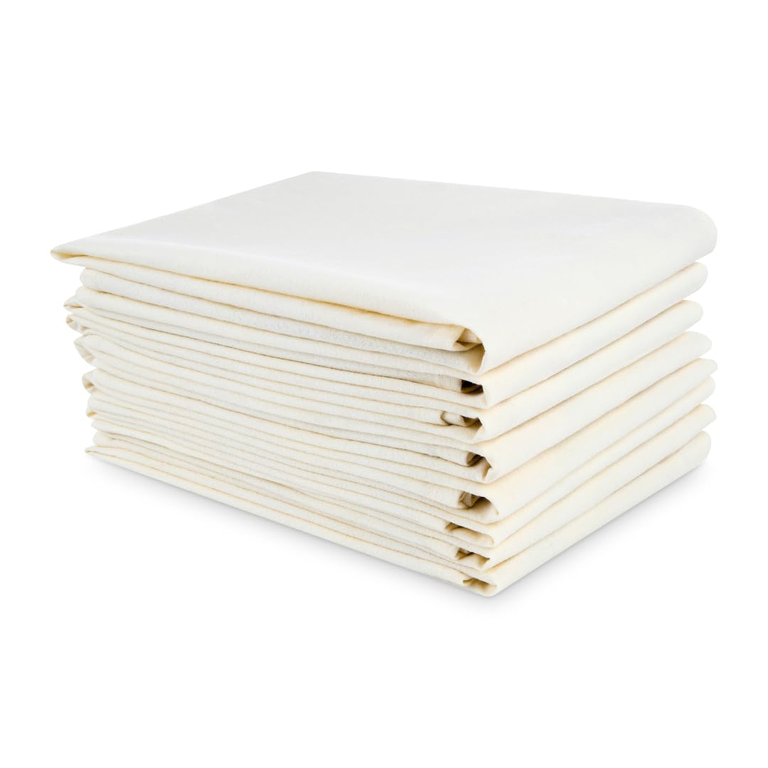 SALT PLATEAU Organic Flour Sack Towels - 8 Pack, 27x27 inch, Natural, Unbleached, Lint-Free, White, Kitchen Towels