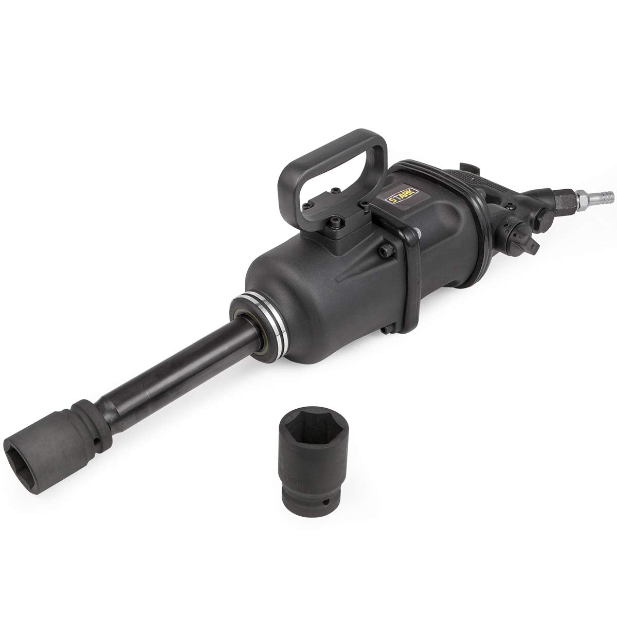 Stark USA 1" Air Impact Wrench Gun Long Shank Pneumatic Truck Mechanics Socket (38mm & 41mm) Set Truck Trailer Heavy Duty Repairs and Maintenance with Carrying Case