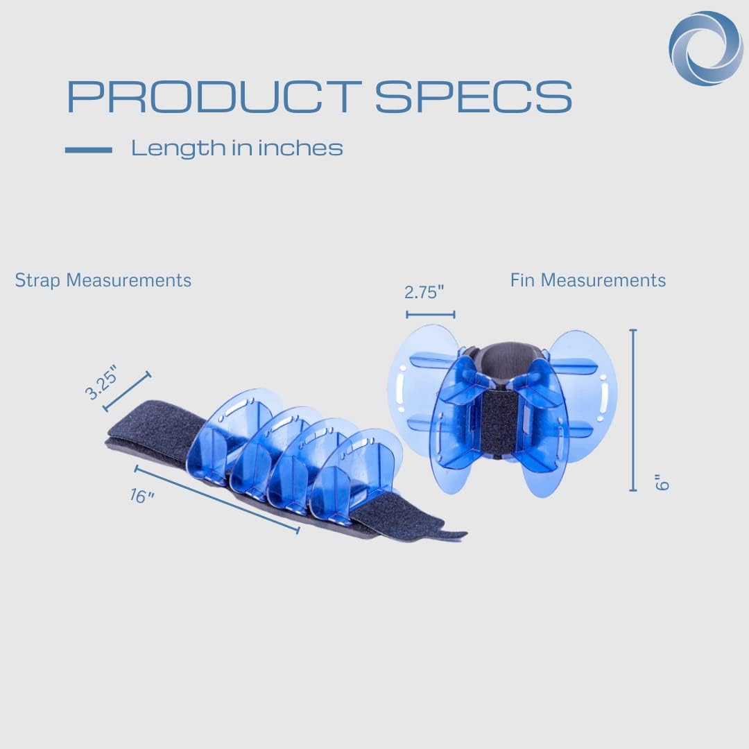 Aqualogix High Resistance Hybrid Aquatic Exercise Fin Set - Blue | Aquatic Cuffs | Quick Start Guide | Leg Water Weights | Strength & Swim Training | Pool Exercise Equipment | Pair (HRPCFIN)