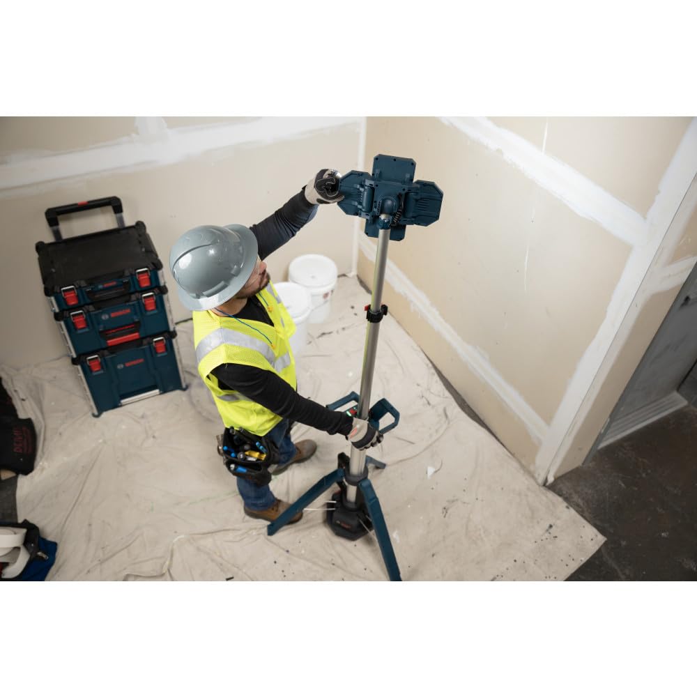 Bosch GLT18V-5000N 18V Cordless LED Tower Work Light, 5000 Lumen Portable Jobsite Light with 87-inch Telescoping Stand, Adjustable & Collapsible for Construction, Garage (Bare Tool)
