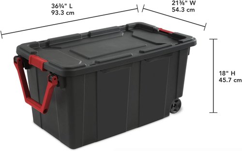 40 Gallon Tough Plastic Storage Bins with Wheels - Black | 2 Pack for Easy Organization