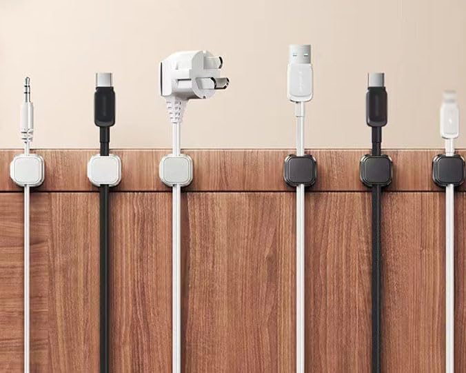 Generic 12 Pack Magnetic Cable Clips [One-Snap Lock] Phone Cord Holder for Desk, Adhesive Magnetic Cord Organiser