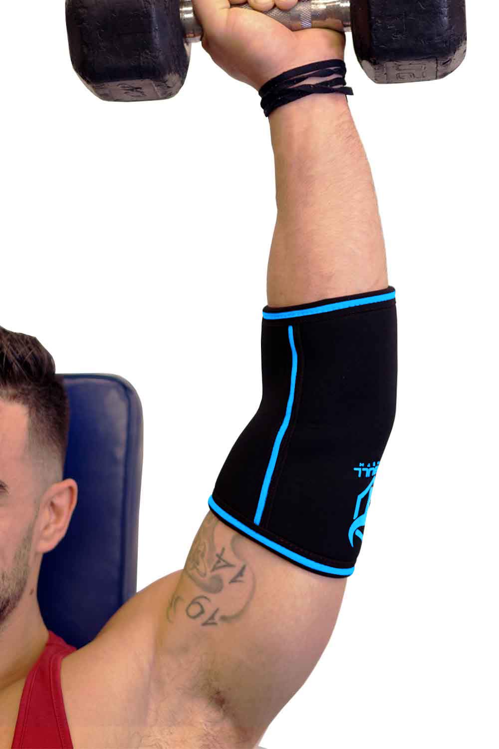 Elbow Sleeves 5mm (1 Pair) - High Performance Elbow Sleeve Support for Weightlifting, Weight Training & Powerlifting - Best Compression Straps - for Men and Women (X-Small, Black/Blue)