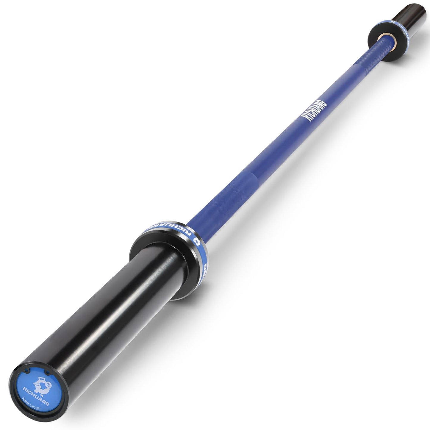 RICHUANG Olympic Barbell 5FT 26.5LB – 2" Weightlifting Bar for Home Gym Fitness, Squats, Deadlifts, Hip Thrusts, Bench Press, Strength Training – 500LB Capacity – Blue