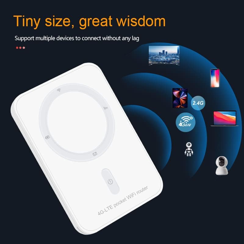WDINLY 4G 2G 10 Portable WiFi Hotspot LTE Router - Data SIM Card incluled Devices Connect, SIM Multi-Network Auto