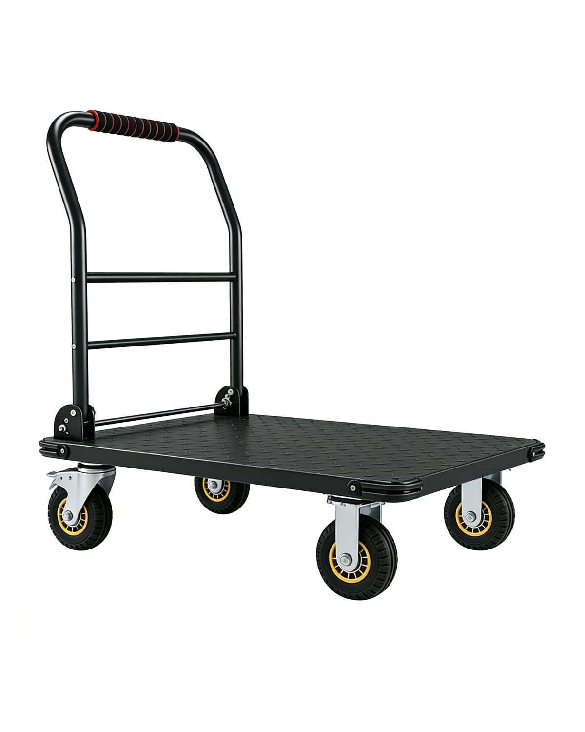 1800LBS Platform Truck Cart 36"x24" Large Utility Cart with 6" Swivel Wheels with Brakes, Foldable Hand Truck for Warehouse, Garage, Shipping & Moving