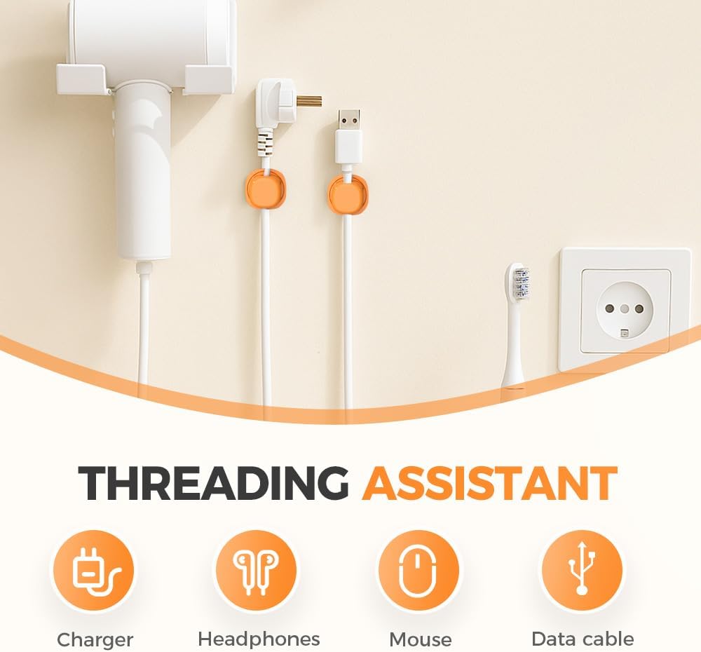 Koujut 2025 3 Pack) Cord Organizer Holder, New Desk Cable Management, Cable Clips Organize Phone Charging Cords Holder