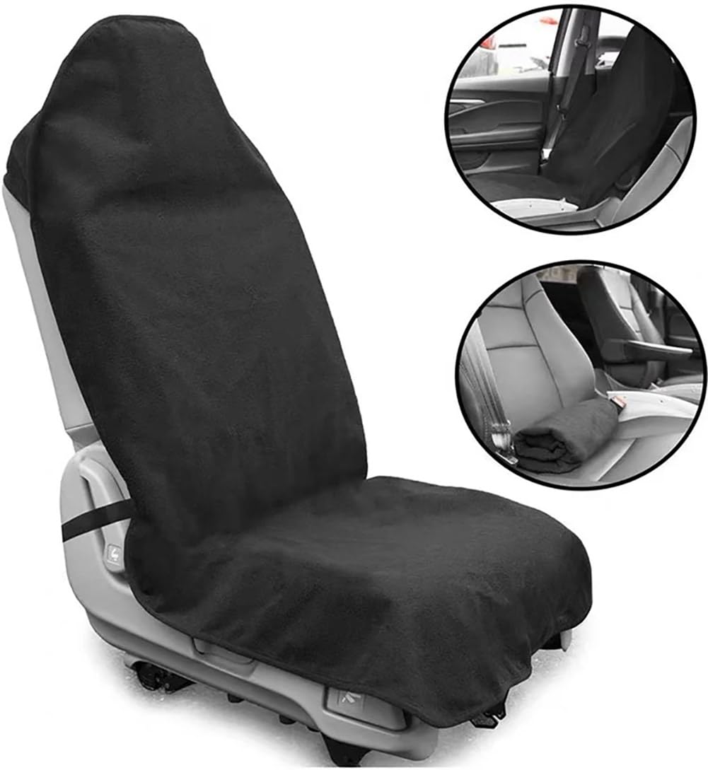 LUCYLEXIXI Waterproof Sweat Towel Car Seat Cover Sweat Carseat Protector,Perfect for Universal Anti-Slip Car Truck SUV Seat, Great for Post Gym Workout, Running, Swimming, Beach and Hiking (Black)