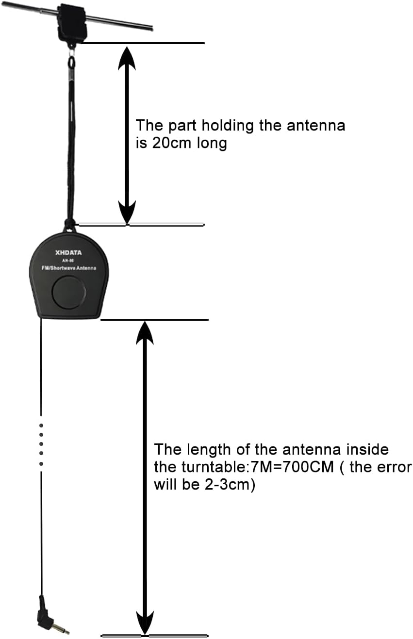 XHDATA AN-80 Shortwave Reel Antenna FM SW External Antenna Whip Antenna to Improve Signal Reception Suitable for FM SW