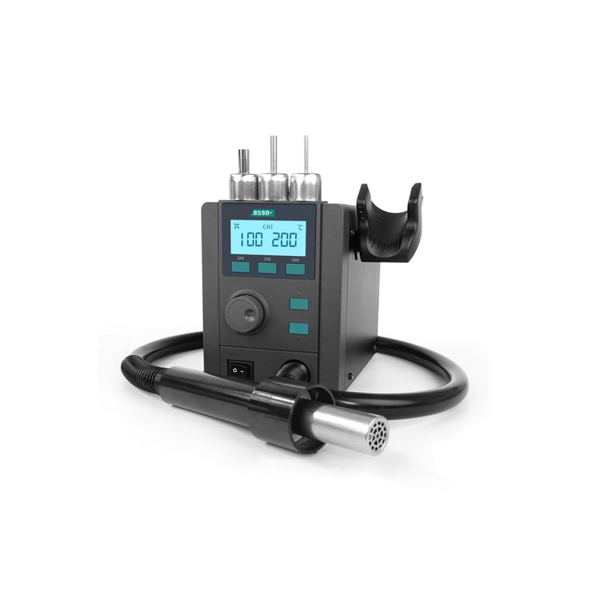 Original QUICK 859D+ Vortex whirlls wind Hot air desoldering station,580W Max 40L Air,3 channel,Precise constant temperature, SMD motherboard rework soldering station;professional QUICK heat gun