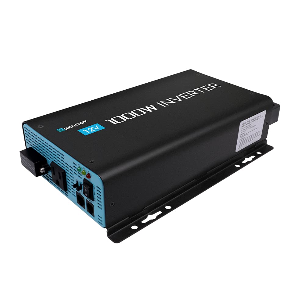 Renogy 1000W Pure Sine Wave Inverter with ECO Mode, 12V DC to AC 120V 110V Converter for Off-Grid Solar System, Home, RV, Solar Power Inverter with Remote Switch, Surge 2000W