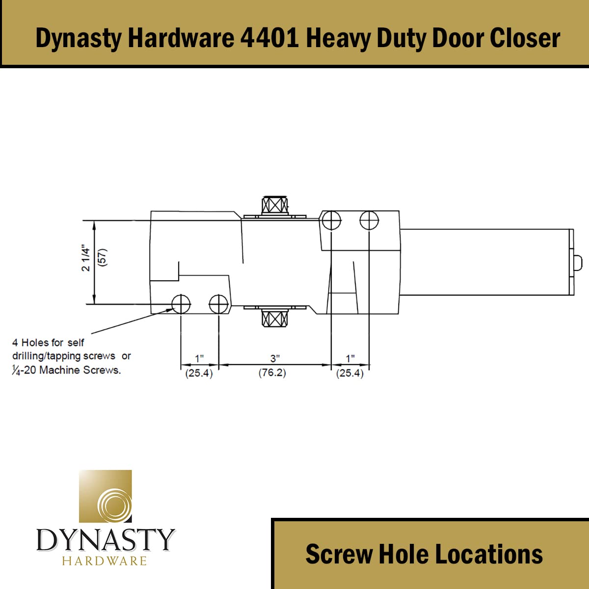 Dynasty Hardware Door Closer, Grade 1 Heavy Duty Commercial Hydraulic Closer, Self-Closing, Adjustable Spring Size 1-6, ADA Compliant, Surface Mount, Sprayed Duronotic Bronze, Series 4401
