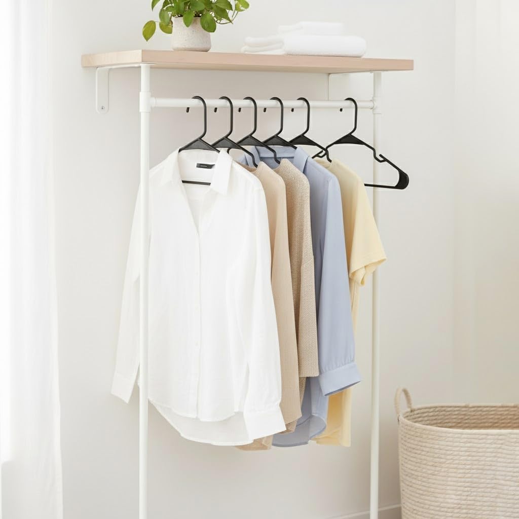 Utopia Home Plastic Hangers - 50 Pack Space-Saving Non-Slip Clothes Hangers for Closet Organization | Black