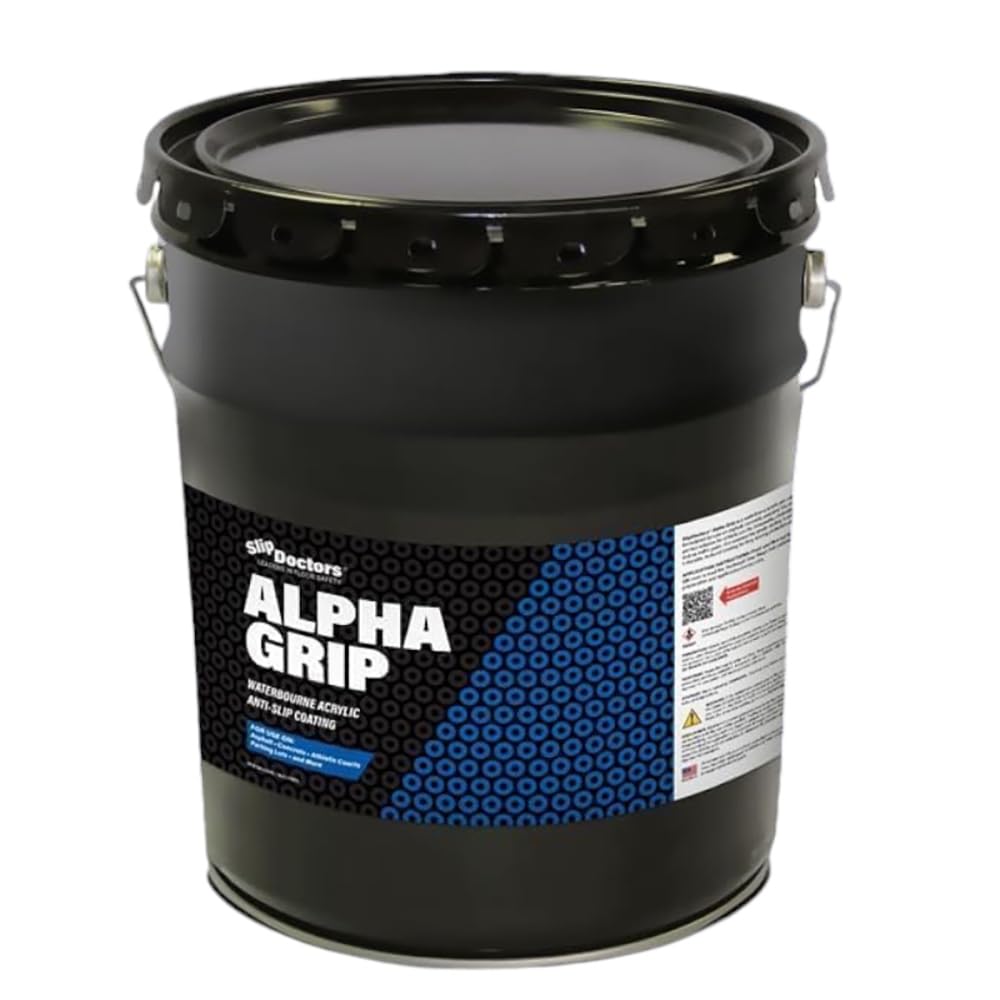 Alpha Grip Non-Slip Paint for Concrete & Asphalt – Non-Skid Coating Ideal for Striping Parking Lots, Playgrounds & Pavements (Red, 5 Gallon)