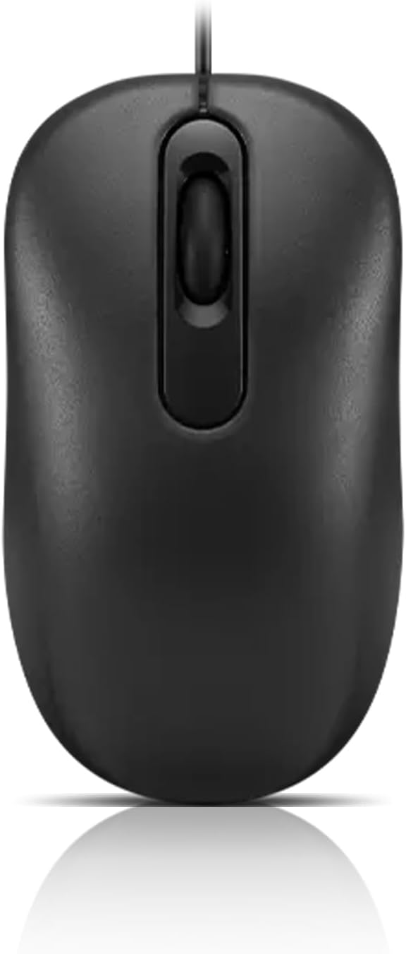 Lenovo 100 3 Wired USB Computer Mouse for PC, Laptop, Computer with Windows - Full-Size - Ambidextrous Design - Buttons
