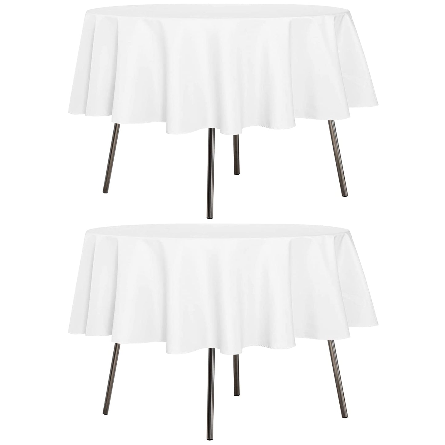sancua 2 Pack Round Tablecloth 70 Inch White, Stain and Wrinkle Resistant Table Cloth - Washable Polyester Table Cover for Dining Tables, Buffet Parties and Camping