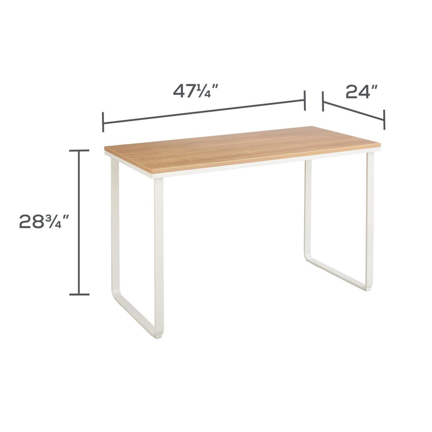 Safco Simple Design Table Desk with Sled Base, , Beech Top White Legs (1943BHWH)