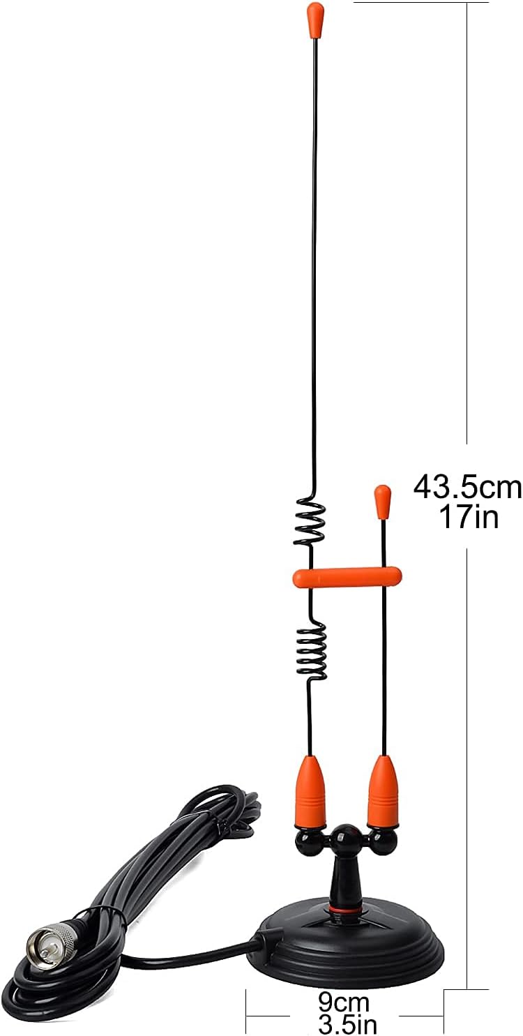 UAYESOK PL259 3.5inches 13ft RG58 Heavy Duty Magnetic Mount Antenna, Dual Band VHF/UHF Vehicel Home Base Antenna, Plug