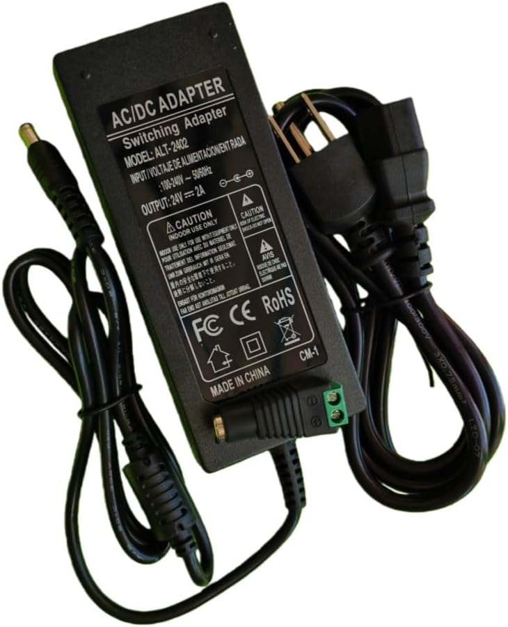 Lansan 24V 2A 100-240V 24V 2A Switching Power Supply Adapter, AC/DC Power Adapter with Power Cord, Input, Output