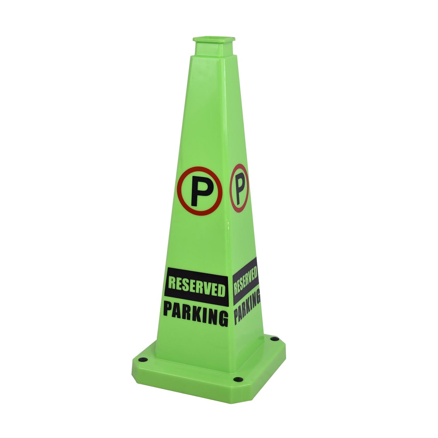 OranclUS 3 Pack 36 Inch 4-Sided Safety Cone, “Revised Parking” Green Message Cone, Extra Tall High Visibility Durable PVC Stackable Traffic Cones (3, Green-Revised Parking, 36inch Printed)