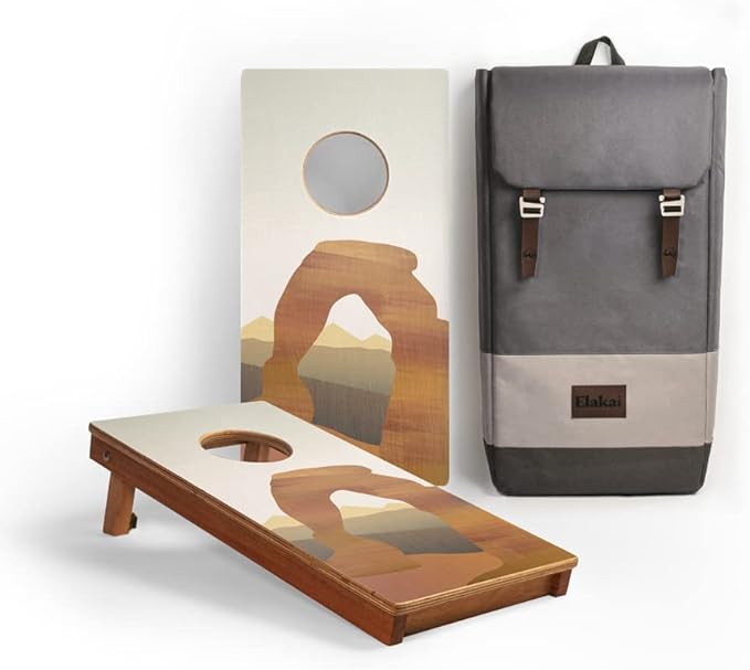 Elakai National Parks Series Premium Travel Cornhole Boards with Carry Case Backpack 1x2