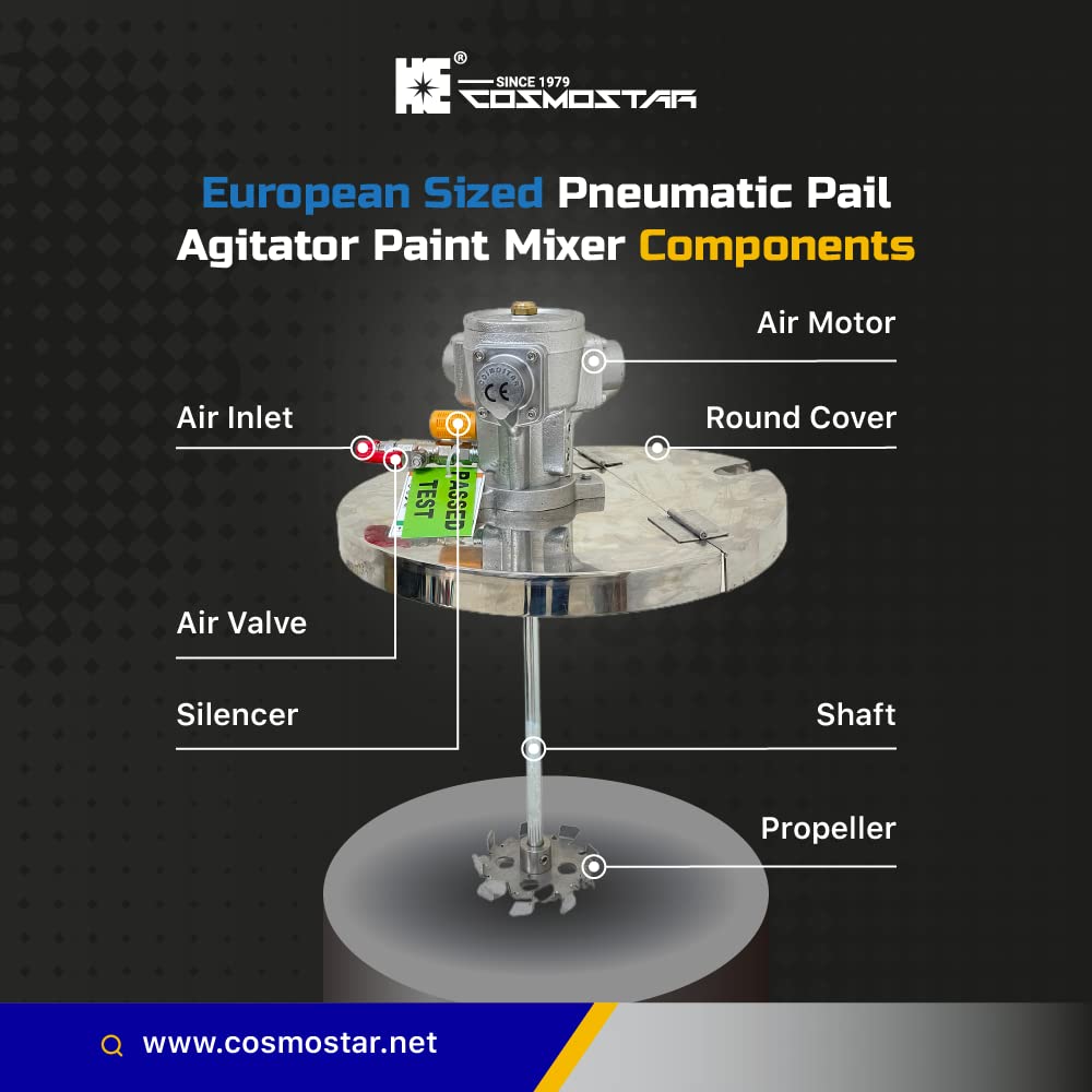 COSMOSTAR Round Cover for European Sized Bucket (13.7" / 35 cm) Pneumatic Pail Agitator Paint Mixer | European Sized Bucket Mixer | Pneumatic Bracket Mixer | Paint Agitator(RC40)