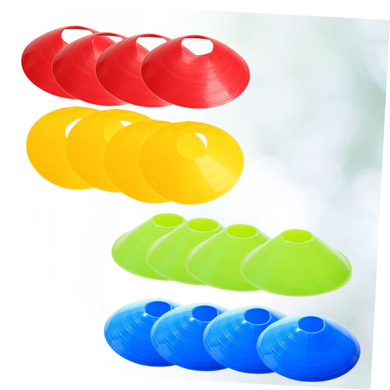 KESYOO 16 Pcs Soccer Training Disc Cones Football Marker Trays in Red Blue Green Yellow for Agility Drills and Outdoor Sports Practice