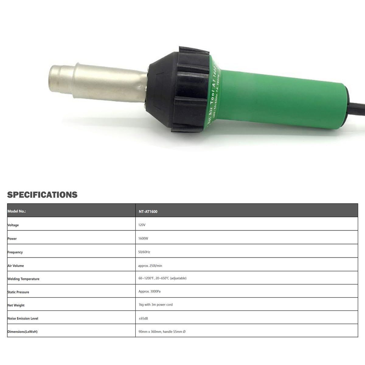Hot Air Welding Gun PVC Professional Roofing Welding Kits 120V Welding PVC TPO EPDM Single Ply Roofing Membranes 1600W Welding Vinyl Flooring Coverings Linoleum Thermoplastics