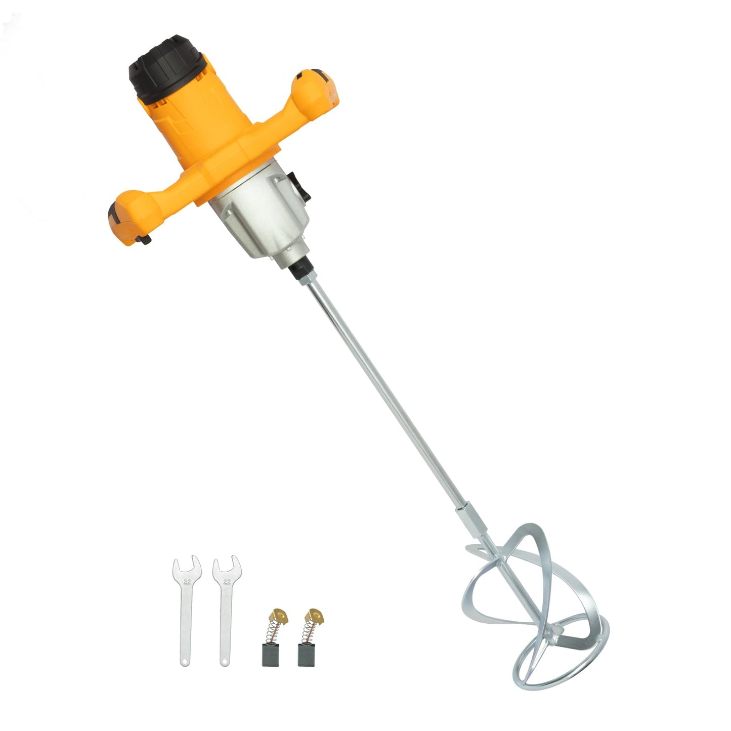POWERTEC Electric Mortar Mixer – 13AMP/1600W Dual Handheld Cement Mixer with 2-Speed Control, 3-Blade Spiral Paddle & Accessories – Ideal for Mortar, Concrete, Epoxy & Paint (MR1680)
