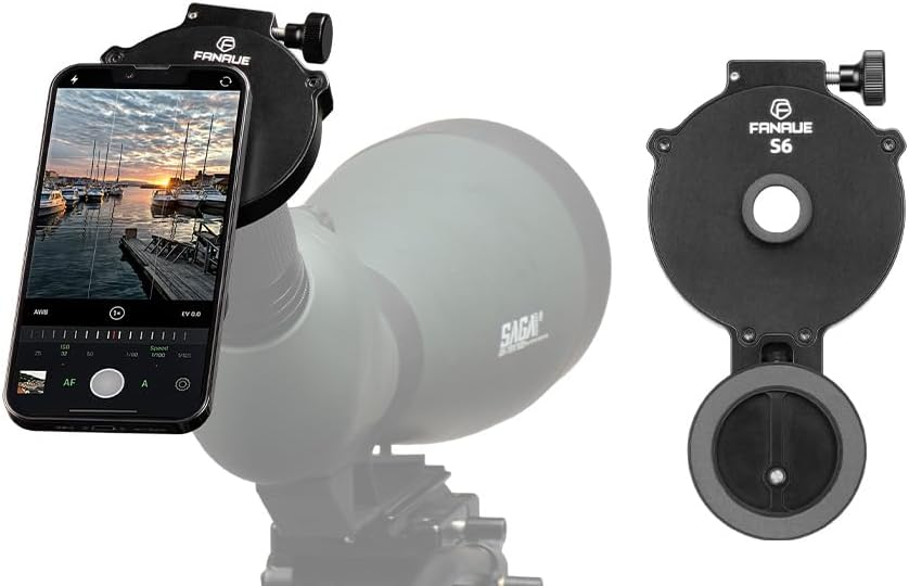 FANAUE Telescope Phone Adapter, Spotting Scope Smartphone Phone Mount for Binoculars Monocular Microscope, Magnetic