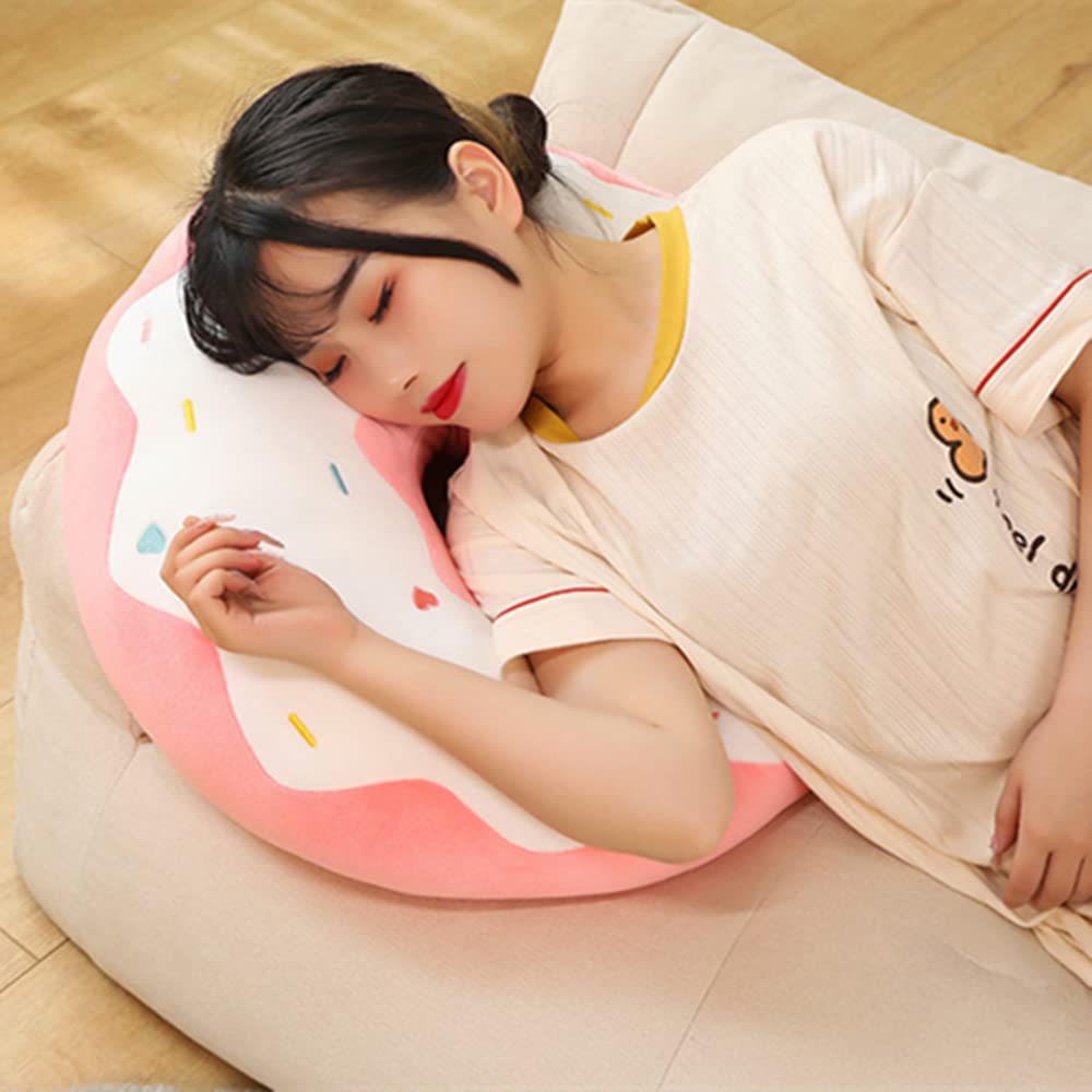 YUDONG Round Donut Pillow 16 Inches Soft Plush Funny Food Stuffed Decor Seat Pad Cushion for Couch Chair Floor Sofa (Blue Pink)