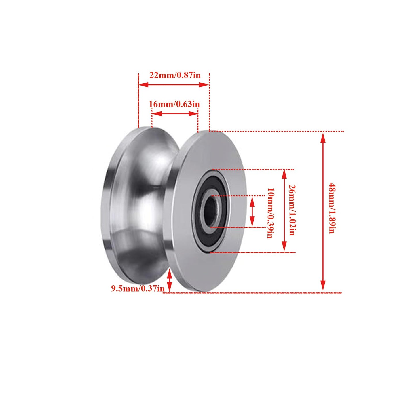 Sliding Gate Rollers Stainless Steel U Groove Wheel Heavy Duty Cable Pulley Block U Shaped Rail Gate Wheels Quiet and Smooth Operation Plate Caster with Bearing for Barn Door Track