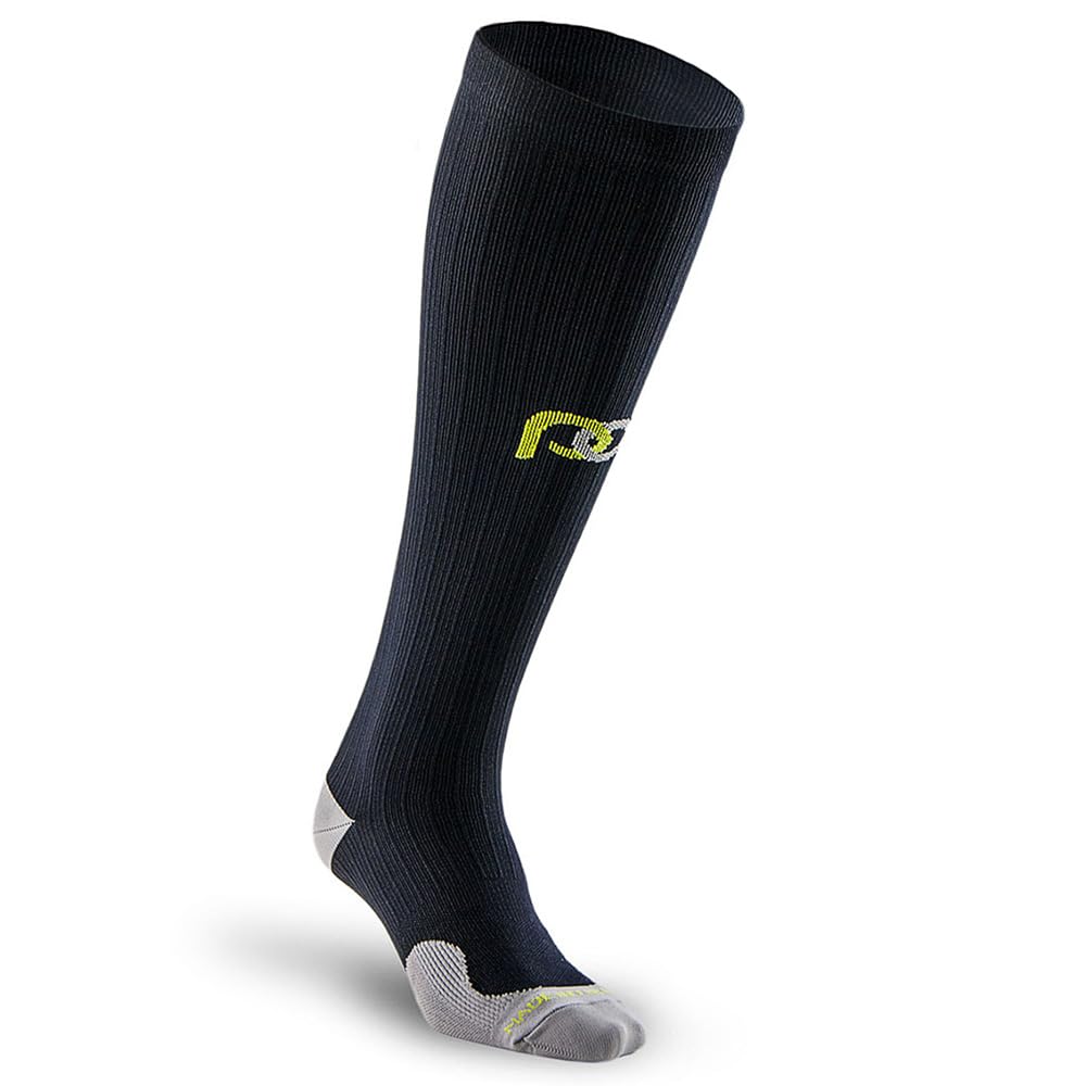 PRO Compression Running Marathon Socks - Calf-Length Travel and Sports Compression Socks for Foot and Ankle Support - Black Unisex (Large/X-Large)