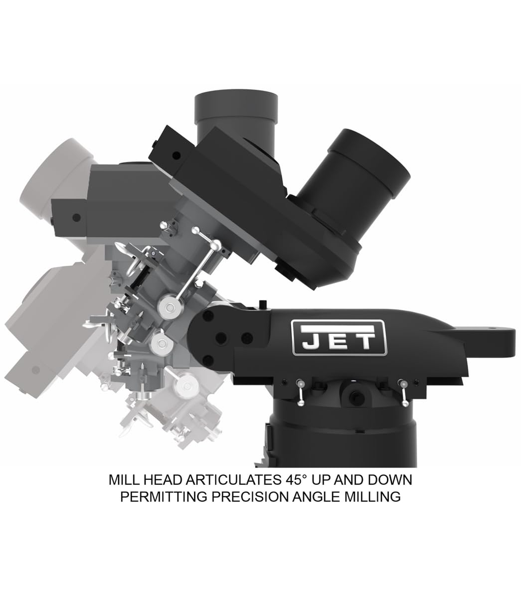 JET Elite Mill, 2-Axis Newall NMS800 DRO, X and Y-Axis Powerfeeds, USA Made Air Draw Bar (Model EVS-949)