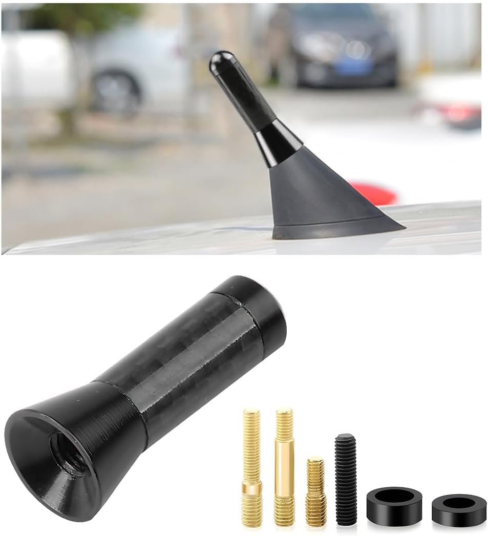 KVAEY 1.37" 4 2 1.37 Inch) Car Short Antenna, Stubby Aluminum Aerial Antenna with Screws & Rubber Gaskets, Shorty