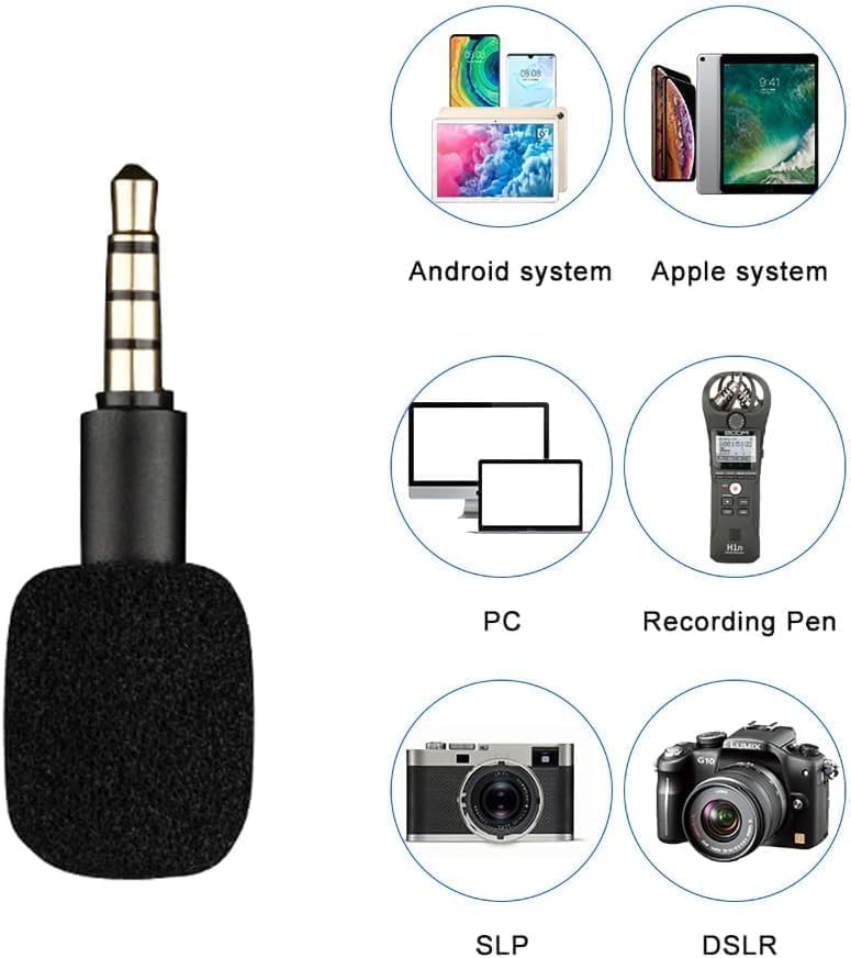 Bwexxt 4 3.5mm 4 3 Black Pole Mini Portable Microphone Jack Aux Pole/ Pole Karaoke Mic for Recorder Mobile Phone Smart