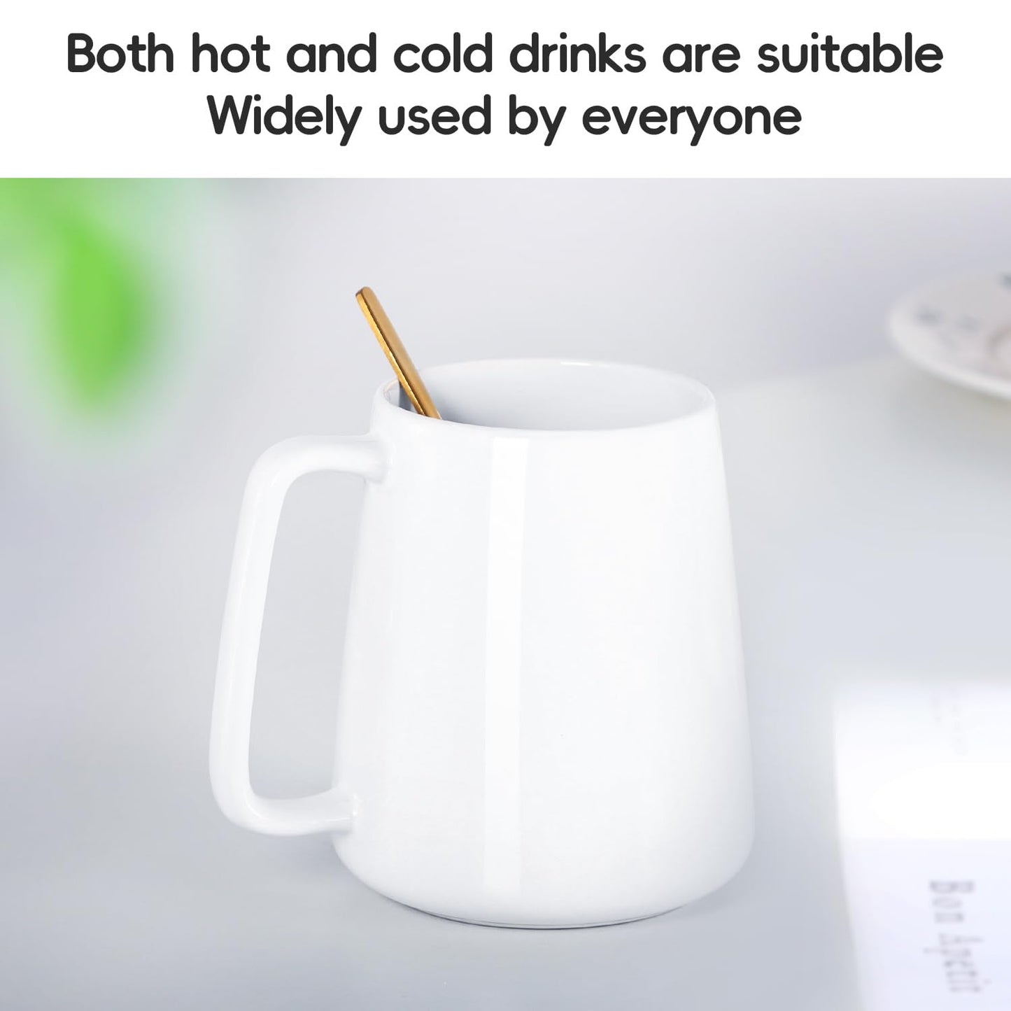 Smilatte 24 OZ Large Coffee Mug, Nice Ceramic Boss Tea Cup with Big Handle for Dad Men Women, Unique Style For Any Kitchen, White