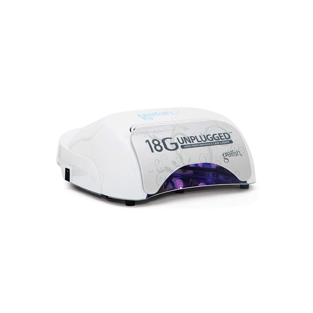 Gelish 18G Unplugged LED Light - Portable, Rechargeable, 36W, White & Silver, Intelligent Power Assist, Motion Sensors, Timer, Magnetic Tray, Ergonomic Design Gel Lamp, Nail Lamp, Gel Nail Light