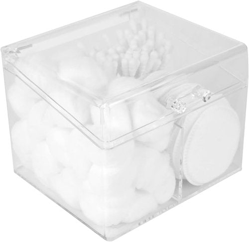 Adorila Cotton Swab Holder - 2-Compartment Design with Easy-Open Lid | Compact Clear Organizer for Bathroom