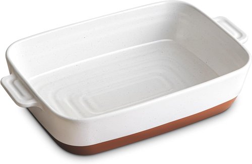 DOWAN Ceramic Casserole Dish - 9x13 Deep Lasagna Pan, 4.3 Quart Oven Safe Baking Dish in Alabaster White