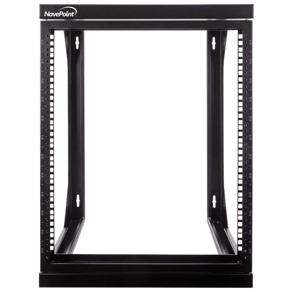 NavePoint 12U Server Rack with Swing Gate - Wall Mount Rack for 19 Inch IT Equipment Open Frame Rack – Network Rack Wall Mount for AV & Server Equipment 18” Deep Rack, Black