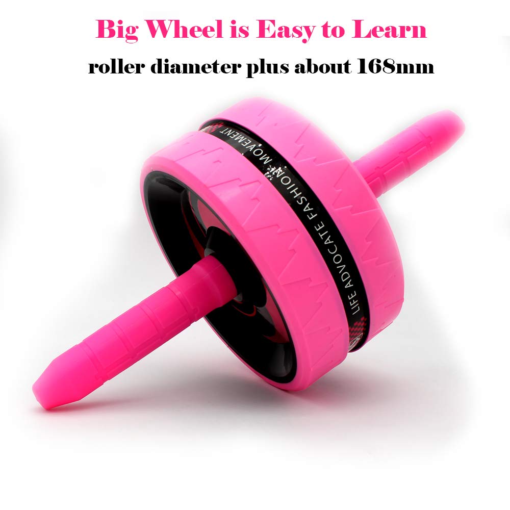 BiJun Ab Roller Wheel for Abs Workout - Complete Home Gym Set with AB Wheel Roller, Knee Mat, and Jump Rope (Pink)
