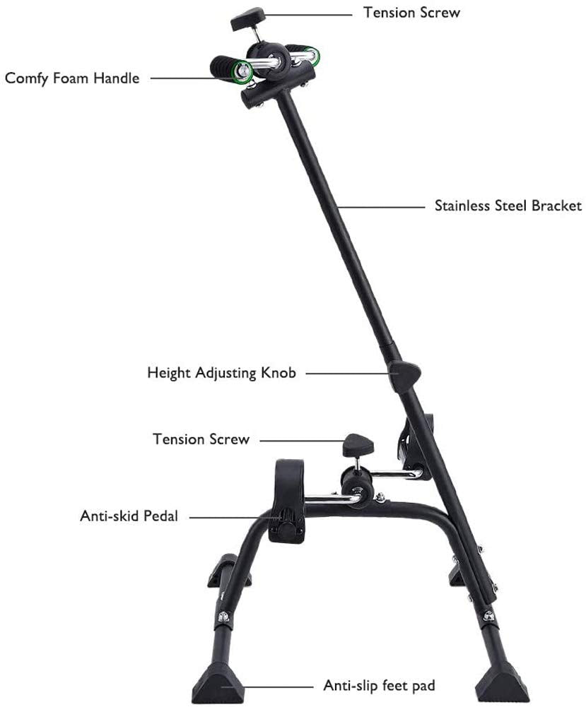 Pedal Exerciser Bike Hand Arm Leg and Knee Peddler Adjustable Fitness Equipment for Seniors, Elderly Home Pedal Exercise Bike for Total Body, with Gift Box